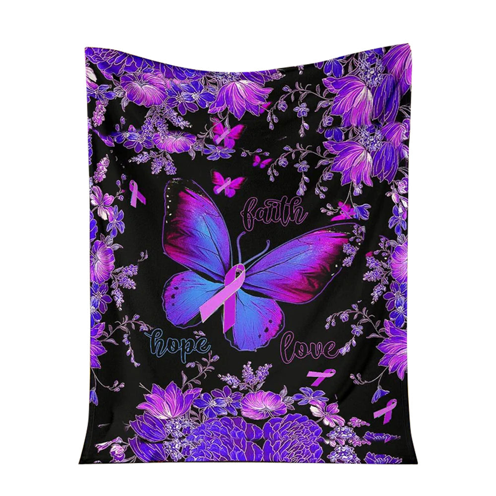 Butterfly Faith Hope Love Flannel Blanket For Cozy Bedroom And Sofa Decor