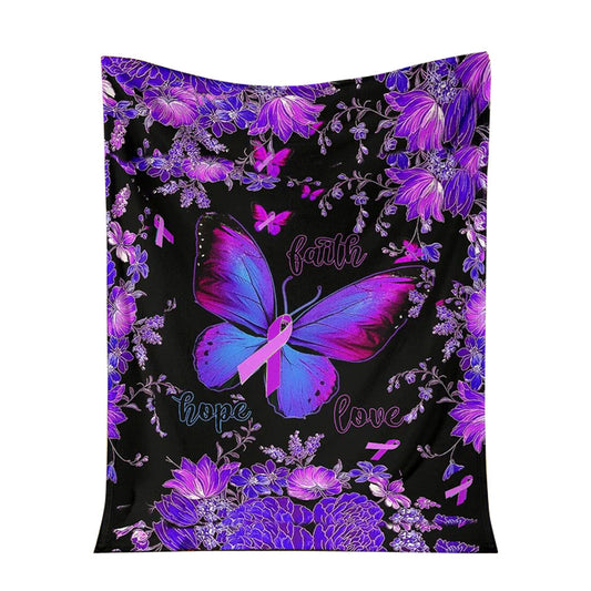 Breast Cancer Awareness Butterfly 50 x 60 Inch Flannel Blanket For Cozy Bedroom And Sofa Decor