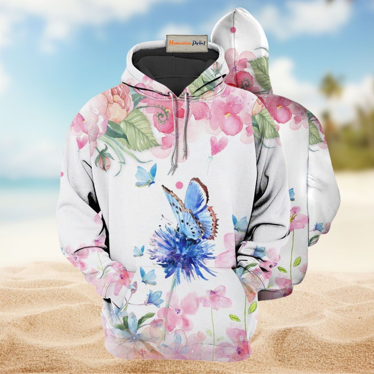 Butterfly Floral Pink Blue Love - 3D Hoodie
