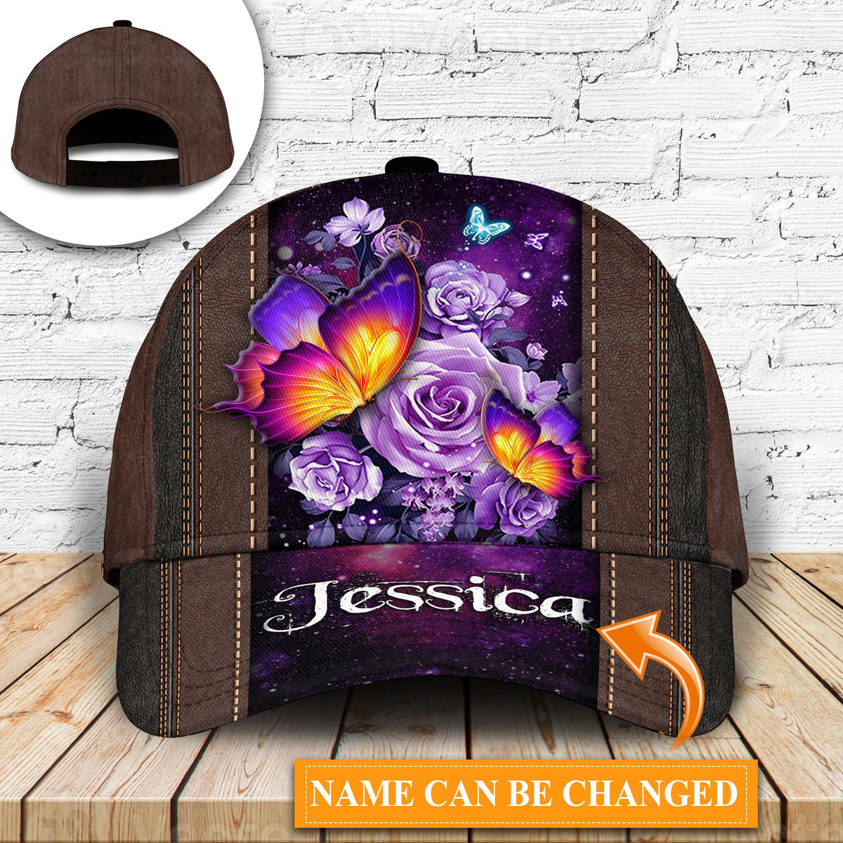 Purple Butterfly Floral Personalized – Classic Cap