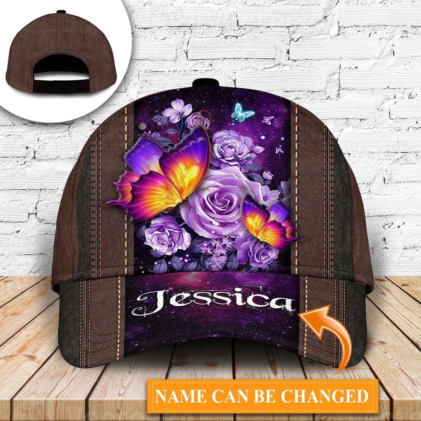 Purple Butterfly Floral Personalized – Classic Cap