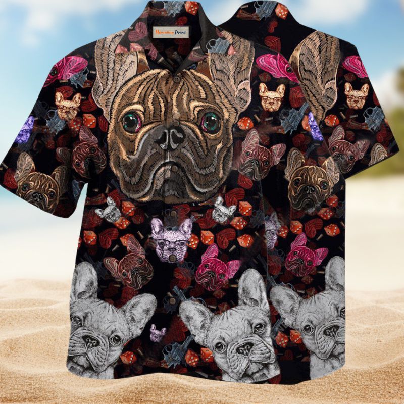 Dog Bulldog Embroidery Edition – Hawaiian Shirt