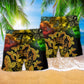 Golden Butterfly Skull Artistic - Beach Short