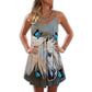 Horse And Blue Butterfly – Women's Summer Sleeveless V-Neck Camisole Dress