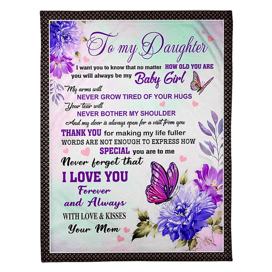 Butterfly How You Are To Me Daughter Gift 50 x 60 Inch Flannel Blanket For Cozy Bedroom And Sofa Decor