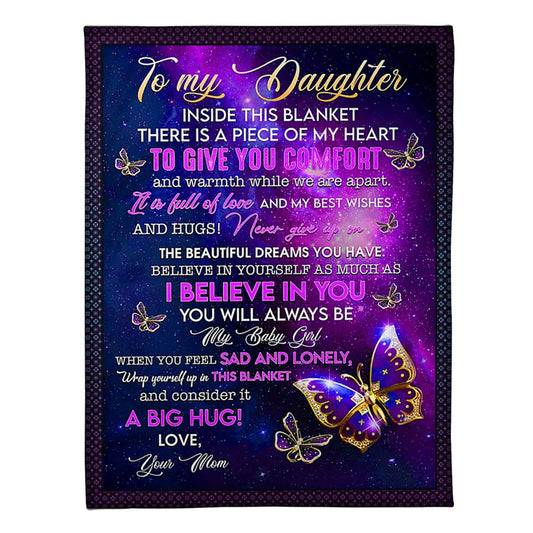 Butterfly I Believe In You Mom To Daughter 50 x 60 Inch Flannel Blanket For Cozy Bedroom And Sofa Decor