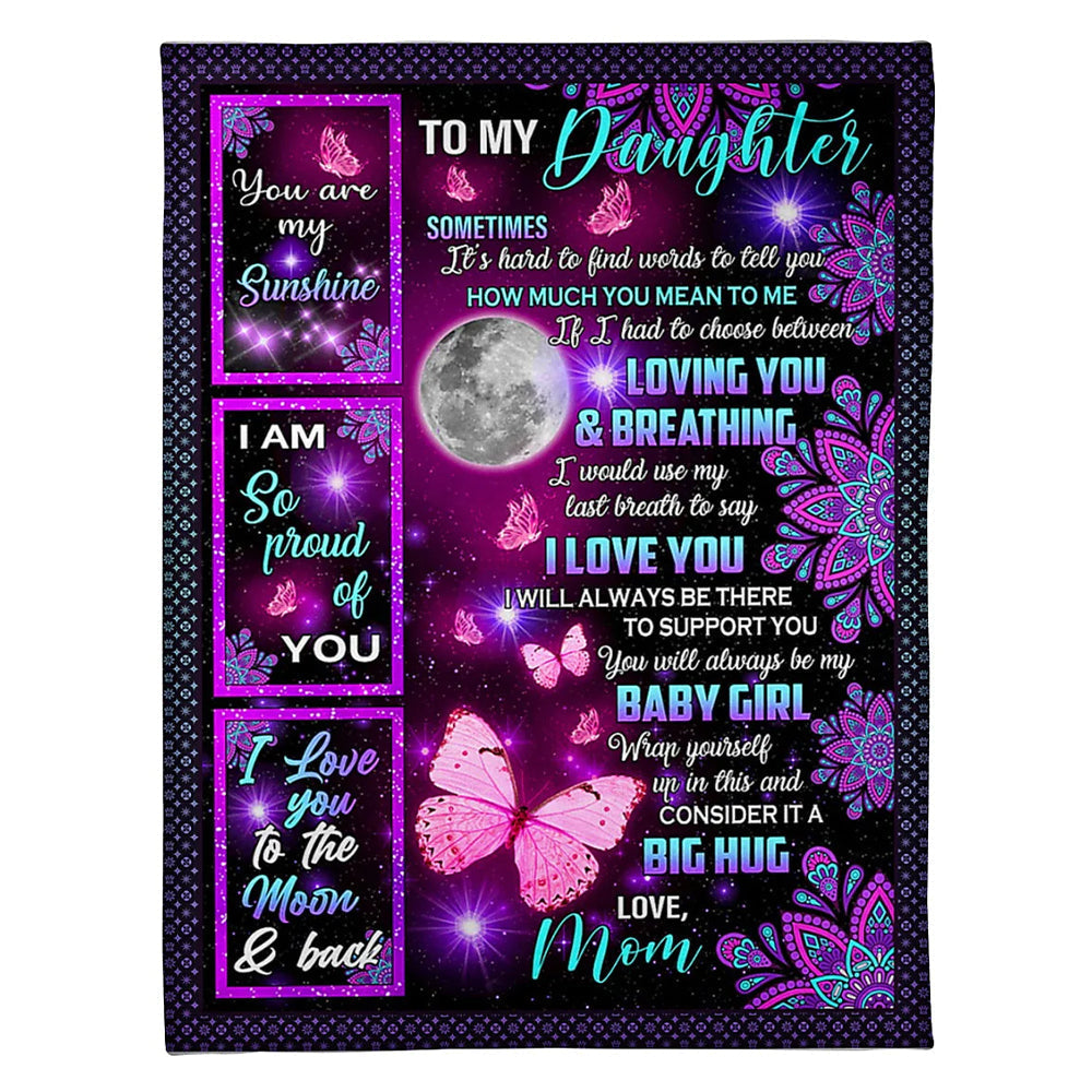 Butterfly I Love You Daughter Gift 50 x 60 Inch Flannel Blanket For Cozy Bedroom And Sofa Decor