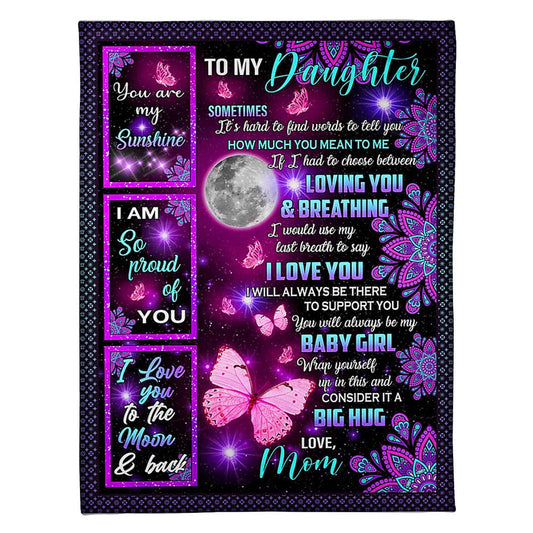 Butterfly I Love You Daughter Gift 50 x 60 Inch Flannel Blanket For Cozy Bedroom And Sofa Decor