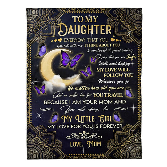 Butterfly I Think About You Daughter Gift 50 x 60 Inch Flannel Blanket For Cozy Bedroom And Sofa Decor