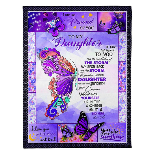Butterfly If Fate Whispers To You Mom To Daughter 50 x 60 Inch Flannel Blanket For Cozy Bedroom And Sofa Decor