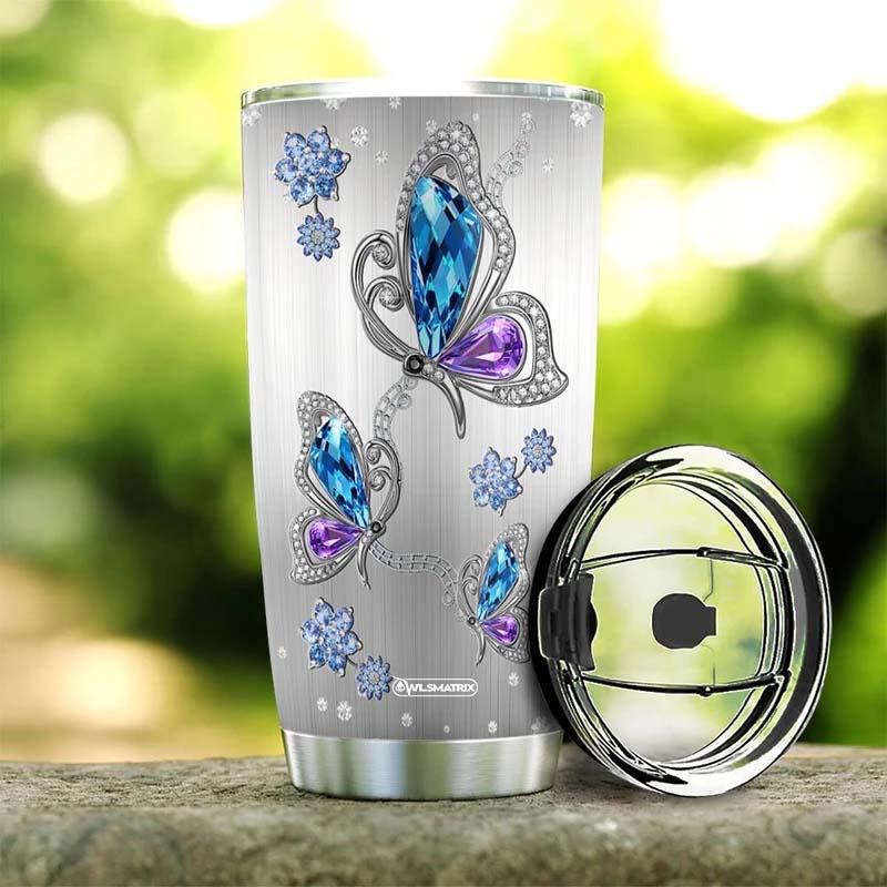 Butterfly Jewelry Personalized 20 Oz Tumbler For Hot Cold Drinks And Travel