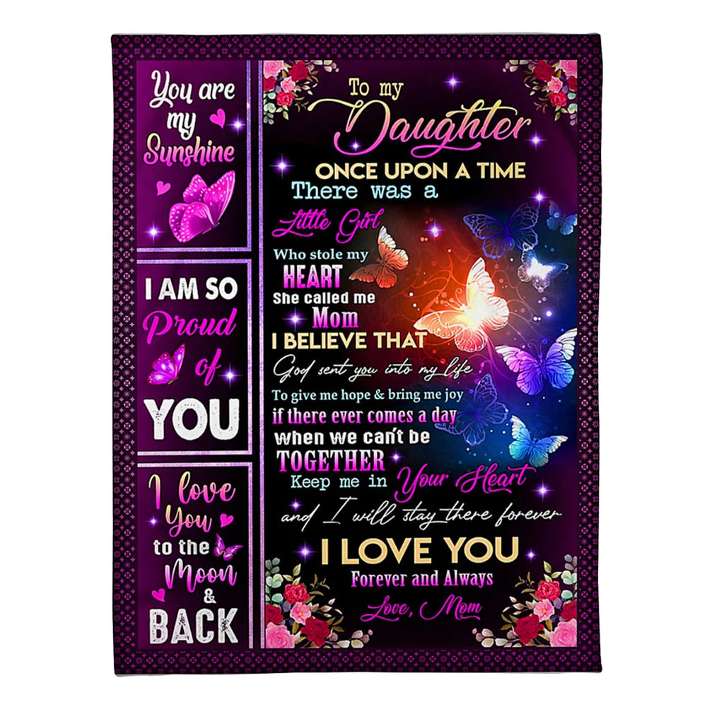 Butterfly Keep Me In Your Heart Daughter Gift 50 x 60 Inch Flannel Blanket For Cozy Bedroom And Sofa Decor