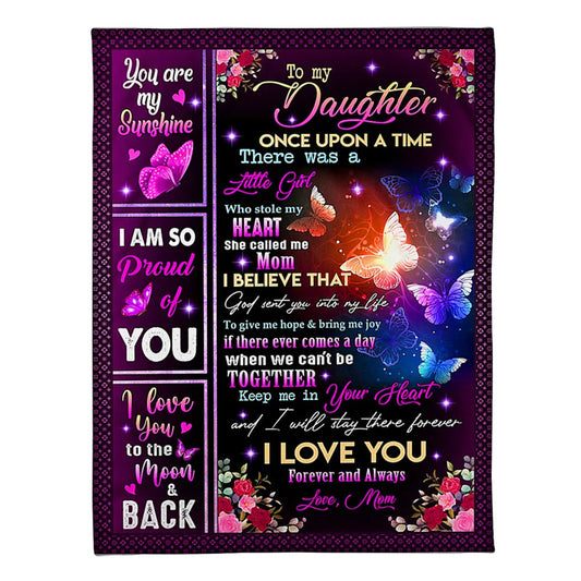 Butterfly Keep Me In Your Heart Daughter Gift 50 x 60 Inch Flannel Blanket For Cozy Bedroom And Sofa Decor