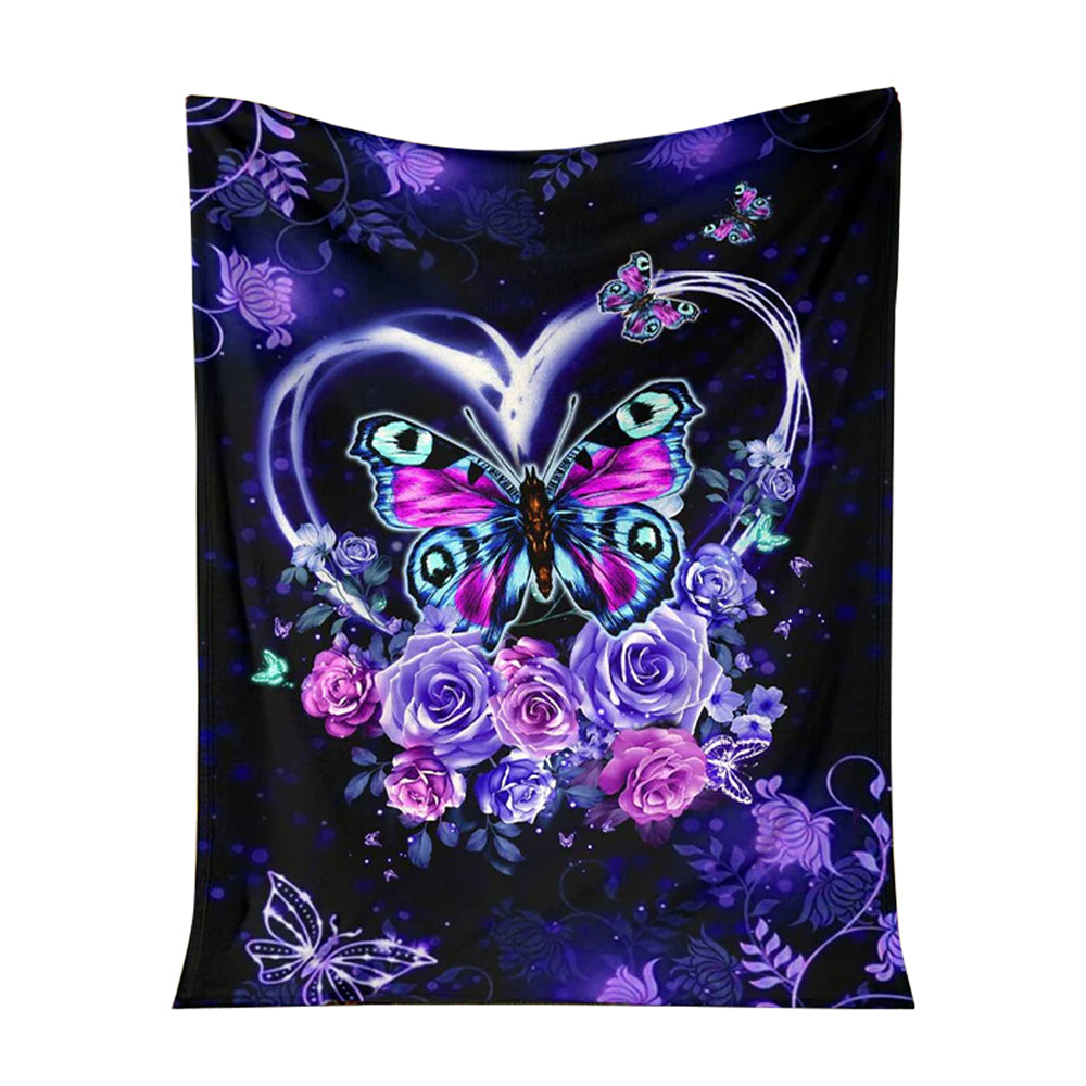 Butterfly Love Romantic 50 x 60 Inch Flannel Blanket For Cozy Bedroom And Sofa Decor