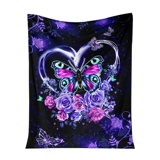 Butterfly Love Romantic 50 x 60 Inch Flannel Blanket For Cozy Bedroom And Sofa Decor