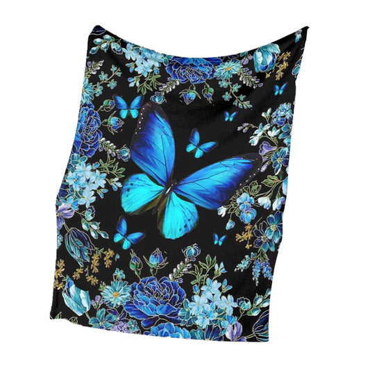Butterfly Magic Blue 50 x 60 Inch Flannel Blanket For Cozy Bedroom And Sofa Decor