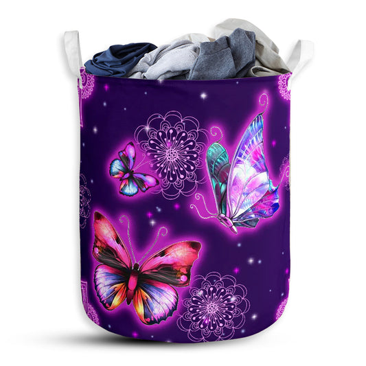 S: 17.72”x13.78” (45x35 cm) Butterfly Mandala Style Lover - Laundry Basket - Owls Matrix LTD