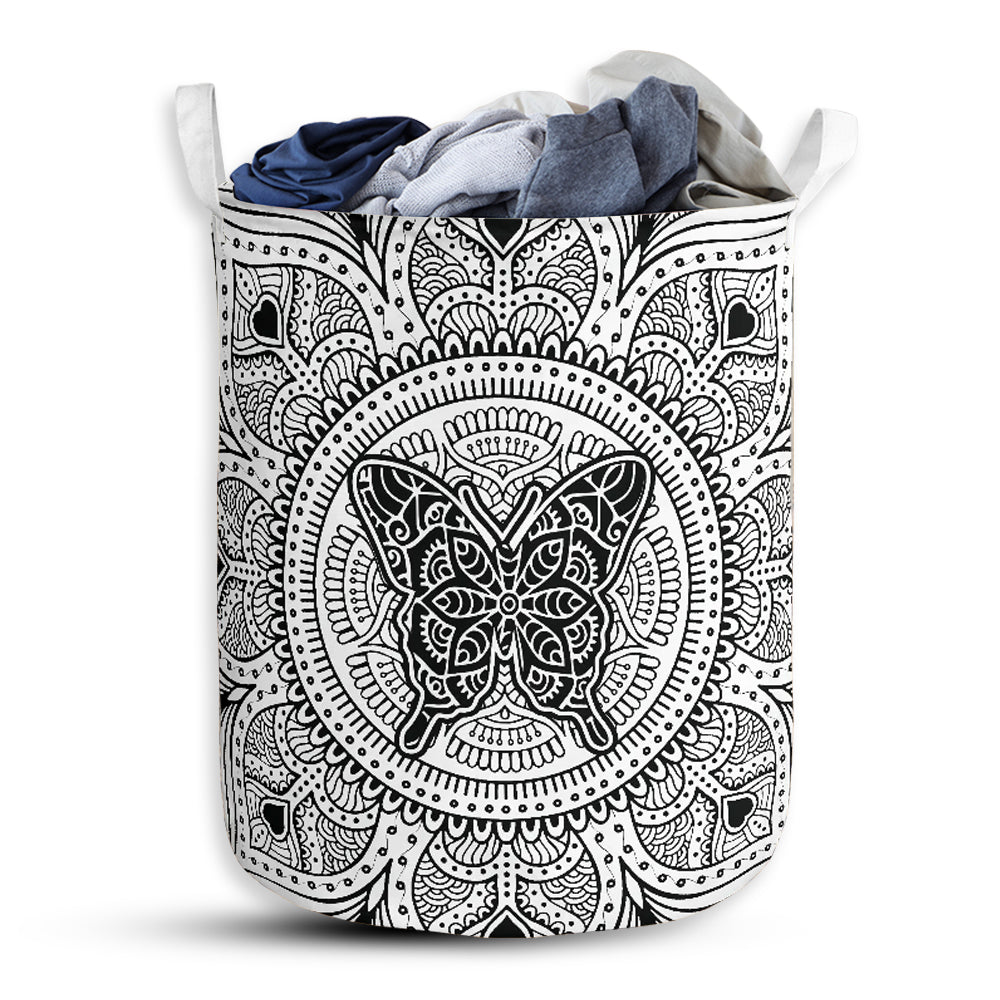 S: 17.72”x13.78” (45x35 cm) Butterfly Mandala Basic Lover - Laundry Basket - Owls Matrix LTD