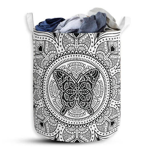 S: 17.72”x13.78” (45x35 cm) Butterfly Mandala Basic Lover - Laundry Basket - Owls Matrix LTD