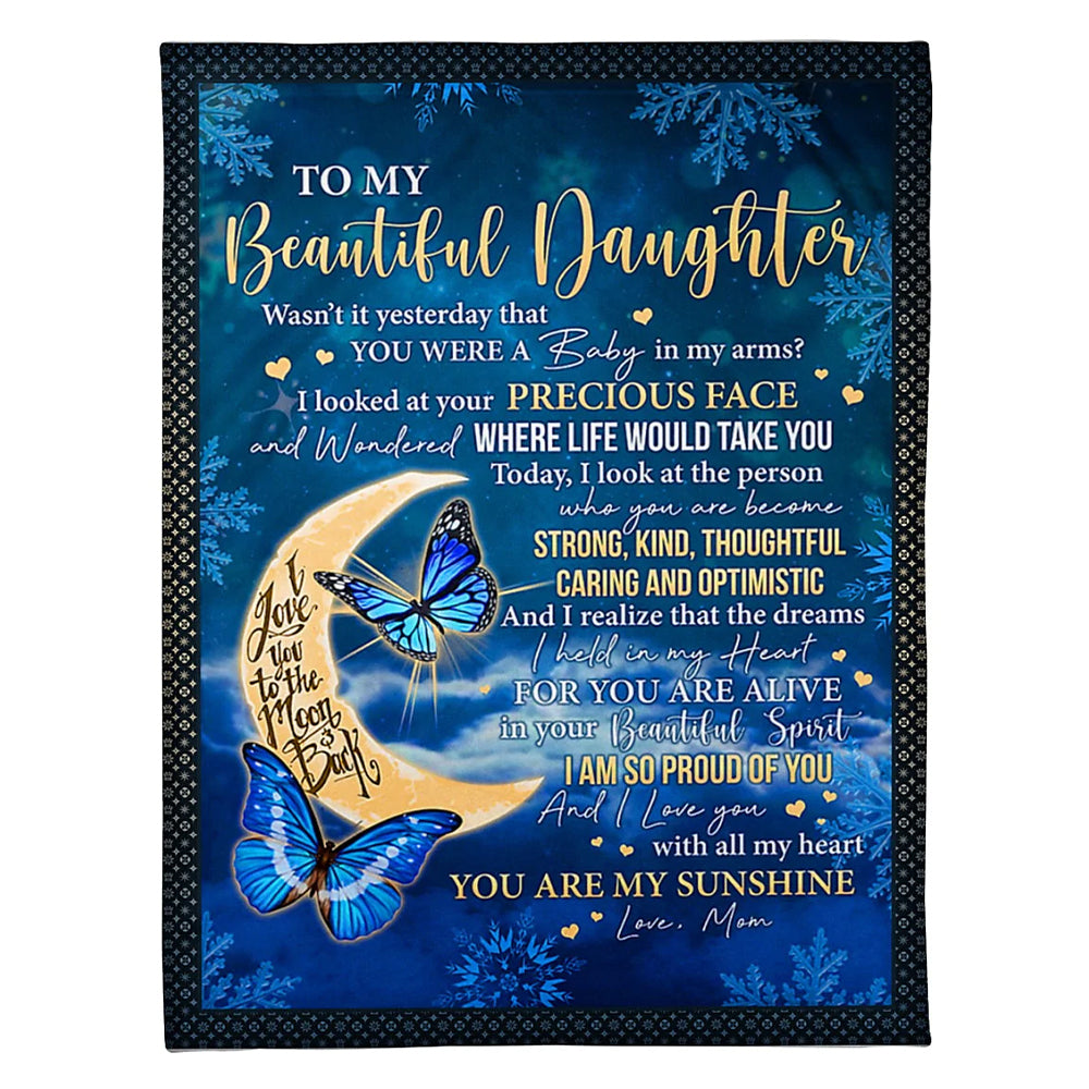 Butterfly Mom To Daughter Wasn't It Yesterday 50 x 60 Inch Flannel Blanket For Cozy Bedroom And Sofa Decor
