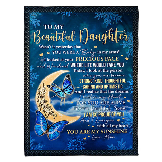 Butterfly Mom To Daughter Wasn't It Yesterday 50 x 60 Inch Flannel Blanket For Cozy Bedroom And Sofa Decor