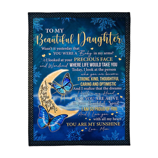 Butterfly Mom To Daughter Wasn't It Yesterday You Were Baby 50 x 60 Inch Flannel Blanket For Cozy Bedroom And Sofa Decor