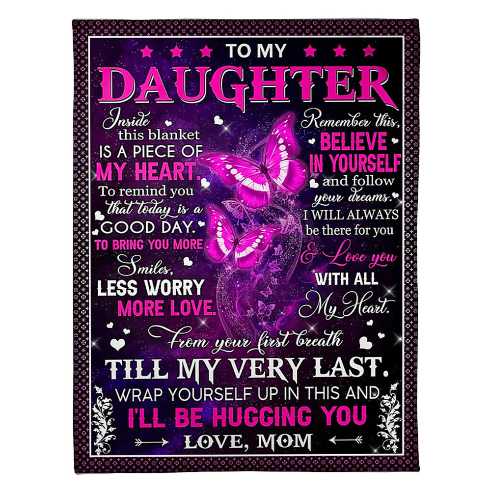 Butterfly My Heart Daughter Gift 50 x 60 Inch Flannel Blanket For Cozy Bedroom And Sofa Decor