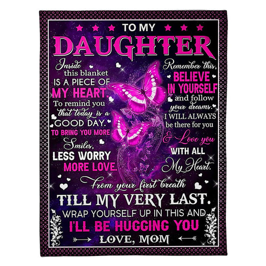 Butterfly My Heart Daughter Gift 50 x 60 Inch Flannel Blanket For Cozy Bedroom And Sofa Decor