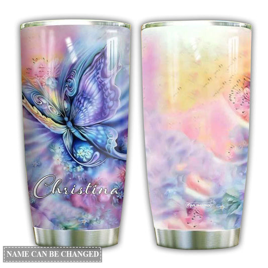 Butterfly Purple Yellow Pink Rainbow Personalized 20 Oz Tumbler
