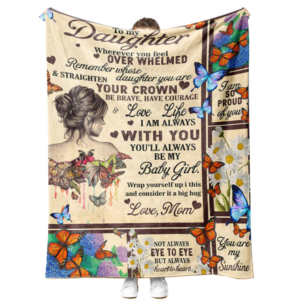 Butterfly To My Daughter Love Mom And Daughter 50 x 60 Inch Flannel Blanket For Cozy Bedroom And Sofa Decor