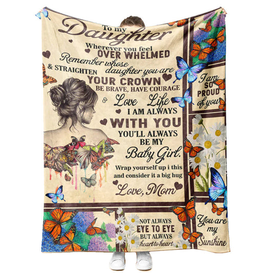 Butterfly To My Daughter Love Mom And Daughter 50 x 60 Inch Flannel Blanket For Cozy Bedroom And Sofa Decor