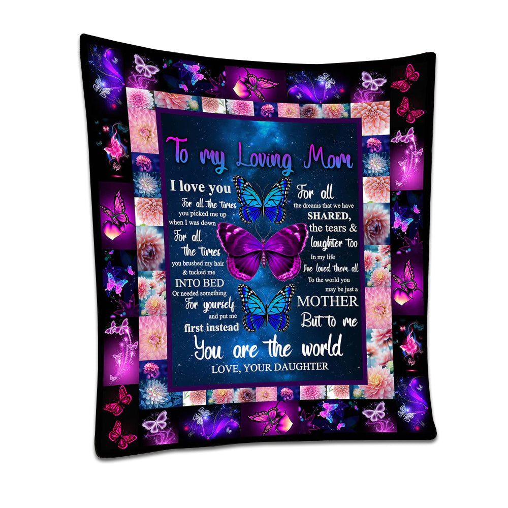 Butterfly To My Mom 50 x 60 Inch Flannel Blanket For Cozy Bedroom And Sofa Decor