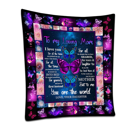 Butterfly To My Mom 50 x 60 Inch Flannel Blanket For Cozy Bedroom And Sofa Decor