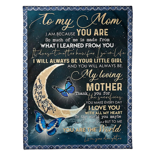 Butterfly To My Mother From Daughter 50 x 60 Inch Flannel Blanket For Cozy Bedroom And Sofa Decor