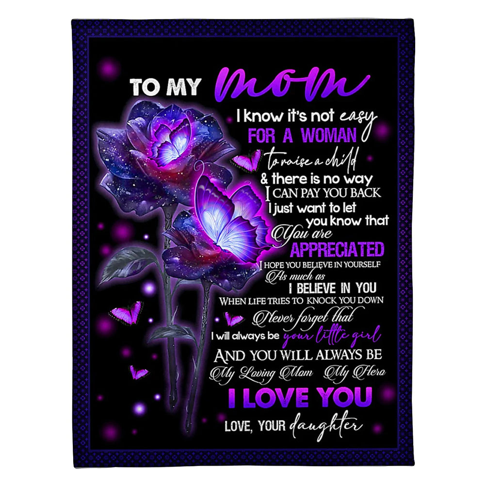 Butterfly To My Mom Butterfly My Loving Mom 50 x 60 Inch Flannel Blanket For Cozy Bedroom And Sofa Decor