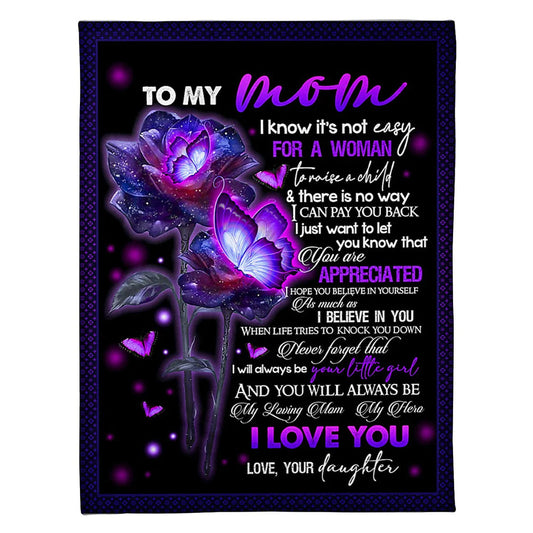 Butterfly To My Mom Butterfly My Loving Mom 50 x 60 Inch Flannel Blanket For Cozy Bedroom And Sofa Decor