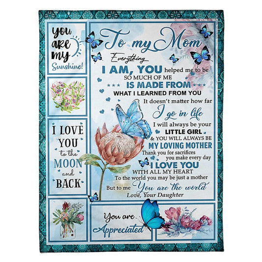 Butterfly To My Mom You Are The World To Me 50 x 60 Inch Flannel Blanket For Cozy Bedroom And Sofa Decor