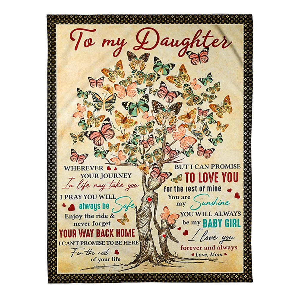 Butterfly Wherever Journey Life Mom To Daughter 50 x 60 Inch Flannel Blanket For Cozy Bedroom And Sofa Decor