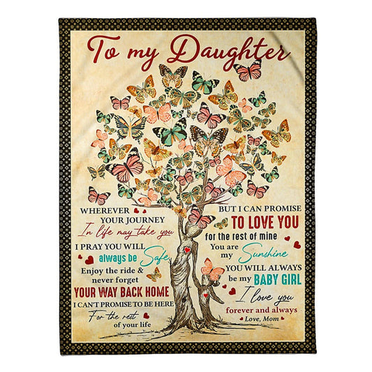 Butterfly Wherever Journey Life Mom To Daughter 50 x 60 Inch Flannel Blanket For Cozy Bedroom And Sofa Decor