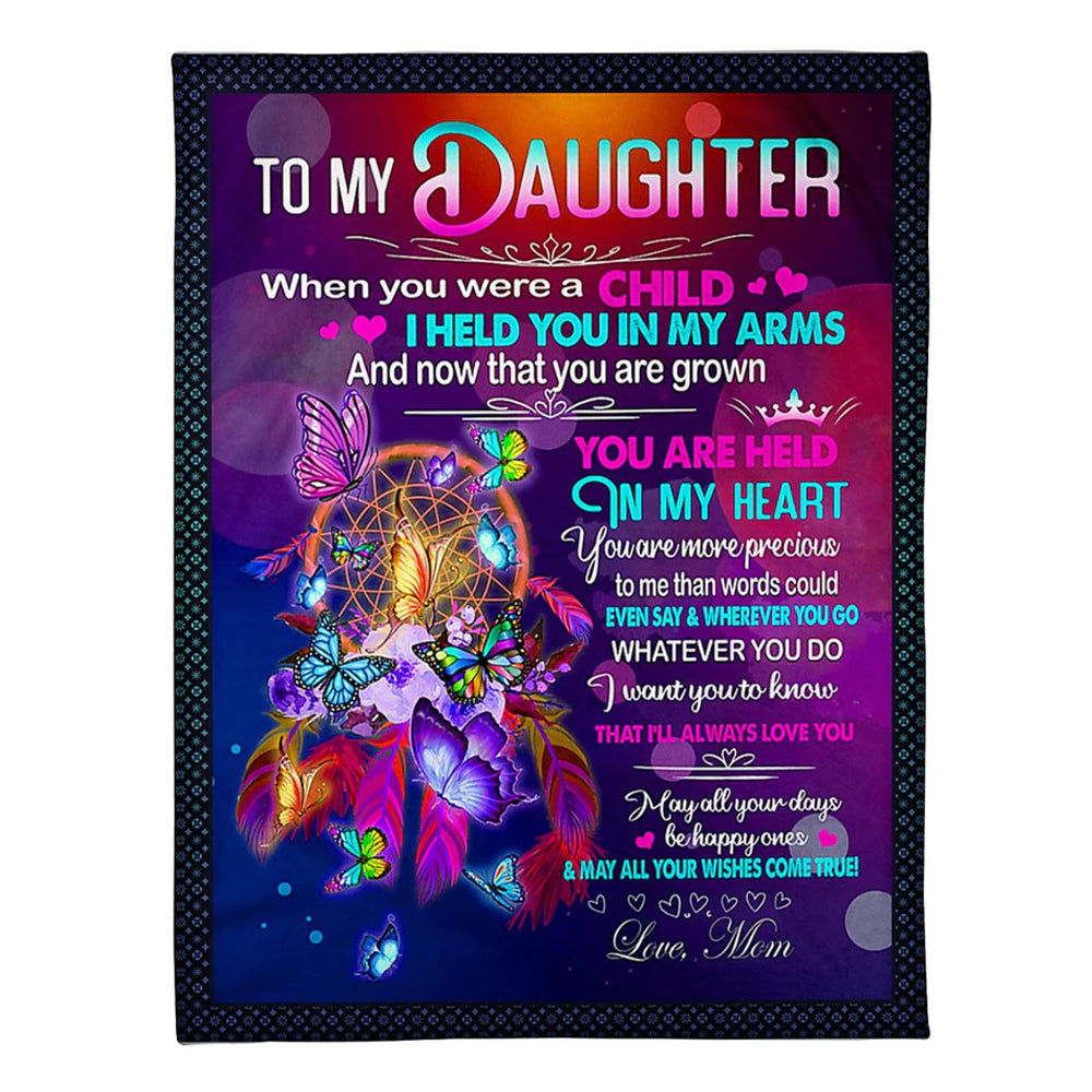 Butterfly You Are Held In My Heart Daughter Gift 50 x 60 Inch Flannel Blanket For Cozy Bedroom And Sofa Decor