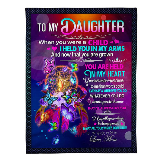 Butterfly You Are Held In My Heart Daughter Gift 50 x 60 Inch Flannel Blanket For Cozy Bedroom And Sofa Decor