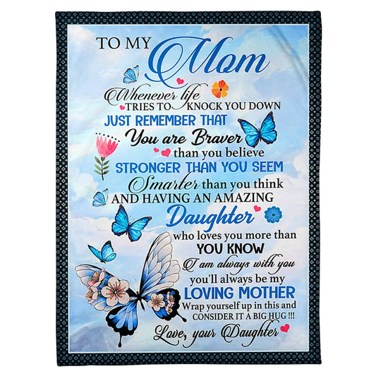 Butterfly Inspiring Family Hero Message Blue 50 x 60 Inch Flannel Blanket For Cozy Bedroom And Sofa Decor