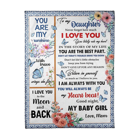 Butterfly Warm Sunshine Love Daughter Gift 50 x 60 Inch Flannel Blanket For Cozy Bedroom And Sofa Decor