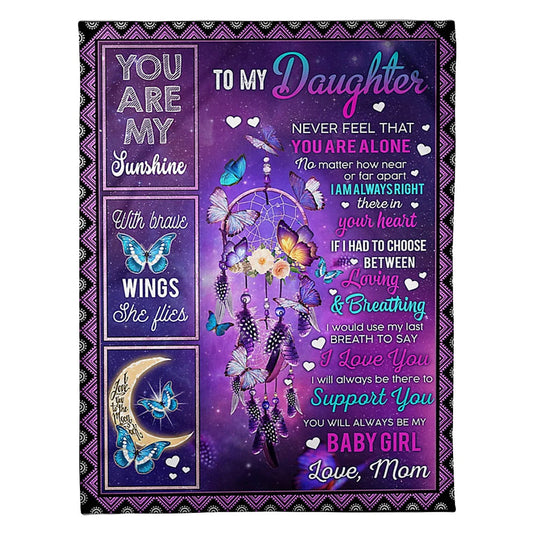 Butterfly Warm Sunshine Love Mom To Daughter 50 x 60 Inch Flannel Blanket For Cozy Bedroom And Sofa Decor