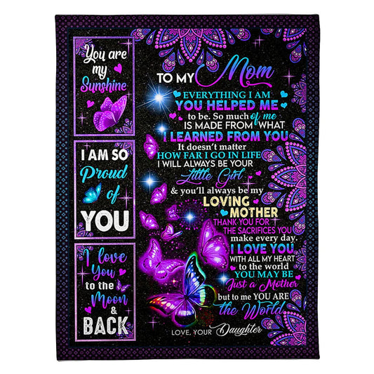 Butterfly You Are The Best Loving Mother 50 x 60 Inch Flannel Blanket For Cozy Bedroom And Sofa Decor