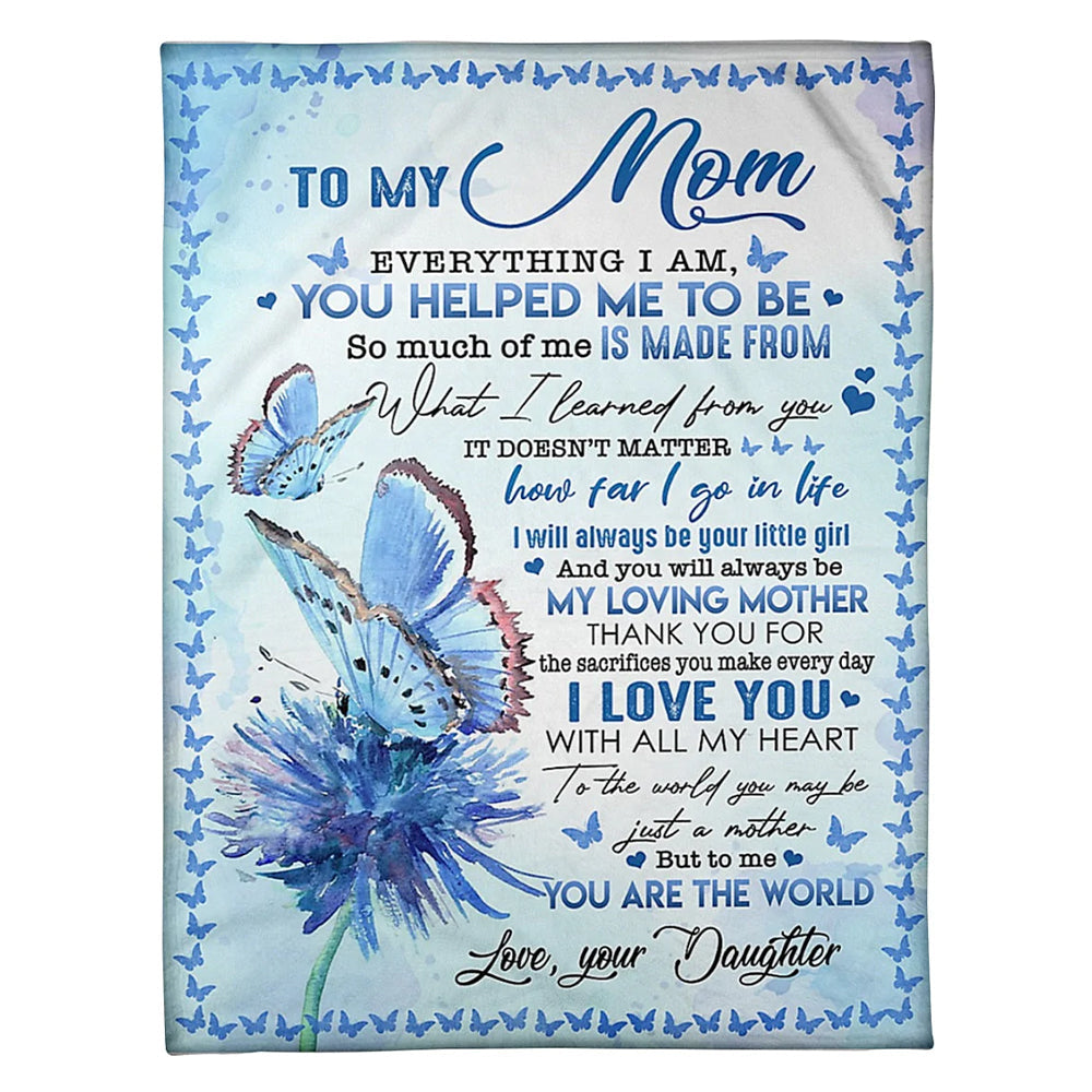 Butterfly Beloved Mother Message I Love You 50 x 60 Inch Flannel Blanket For Cozy Bedroom And Sofa Decor