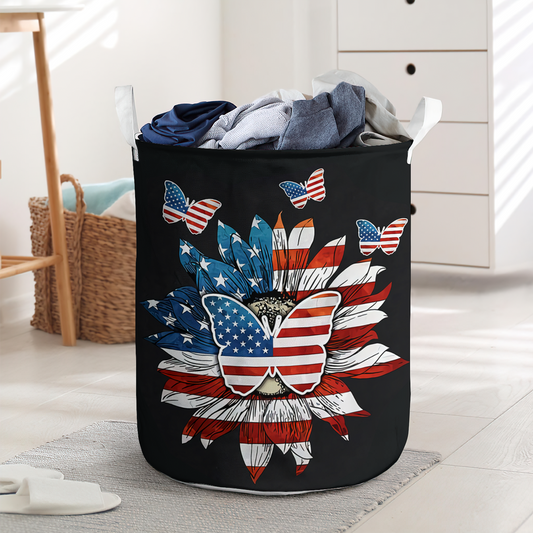 Fantastic butterfly American flag - Laundry basket - LAUB11NGC250222-Owls Matrix