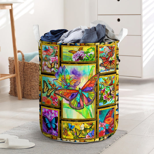 Butterfly colorful with flower - Laundry basket - LAUB01LIN240222-Owls Matrix