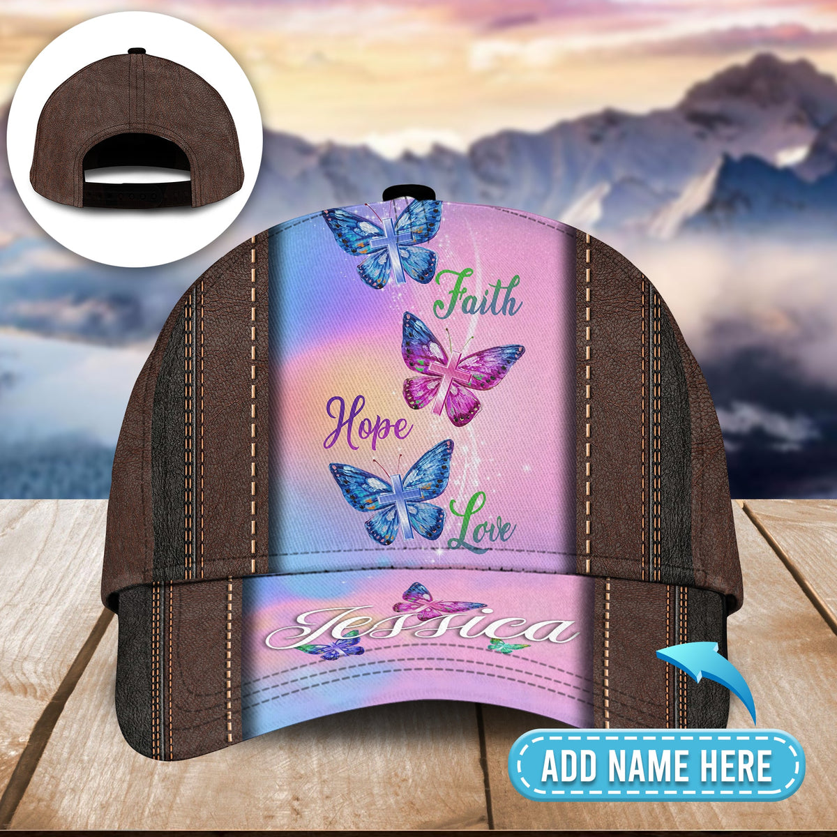 Butterfly Faith Hope Love Pink Style Personalized – Classic Cap