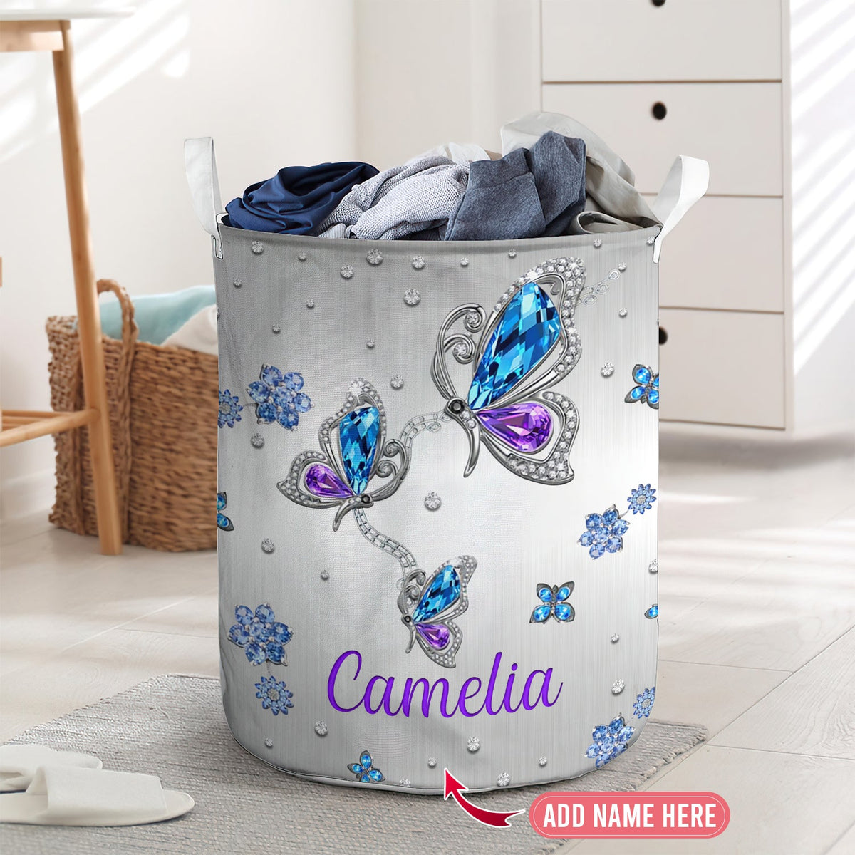 Butterfly jewelry style personalized - Laundry basket - LAUB04TNH220222 - Owls Matrix LTD